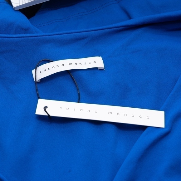 Susana Monaco Gathered V-Neck Stretch Romper | Sapphire Blue | L | NWT - Picture 4 of 12